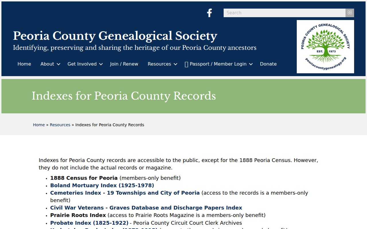 Peoria city directory county genealogy record indexes