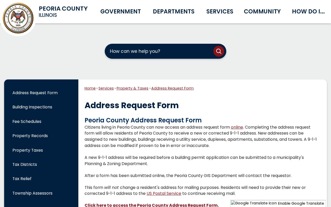 Peoria ZIP code directory county address request page